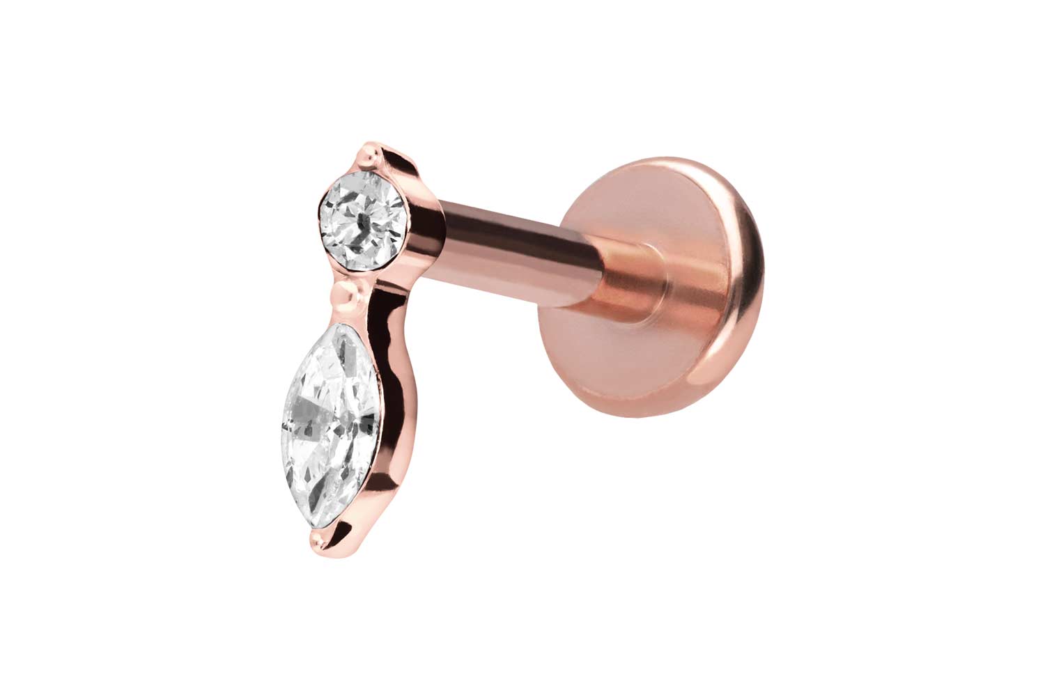 Titan Labret Piercing mit Push Fit KRISTALLBLATT